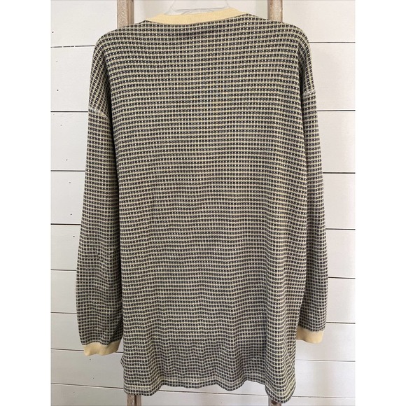 The Territory Ahead Mens Henley Boho Shirt Tan/Blue Stripe LS Size XL - Picture 3 of 9